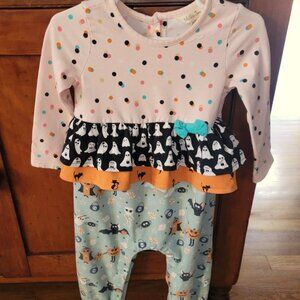MATILDA JANE Halloween Knit Romper 12-18M Cat Bat Pumpkin Ruffle Ghost Fall